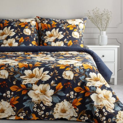 BAVLNENÉ POSTEĽNÉ OBLIEČKY FIORA 140X200CM 70X80CM/X1 ČIERNE