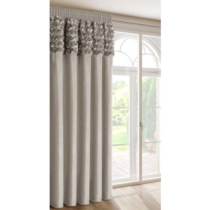 HOTOVÝ ZÁVES ROSES13 NA PÁSKE 140X270CM BÉŽOVÝ