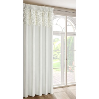 HOTOVÝ ZÁVES ROSES13 NA PÁSKE 140X270CM KRÉMOVÝ