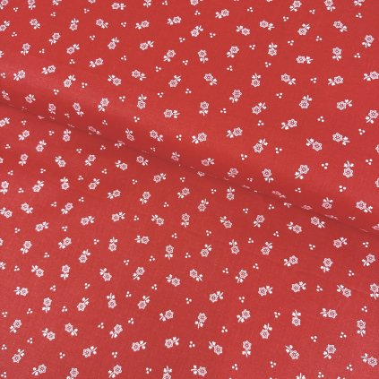 Bavlna ľudový vzor - Kvietok na červenom
