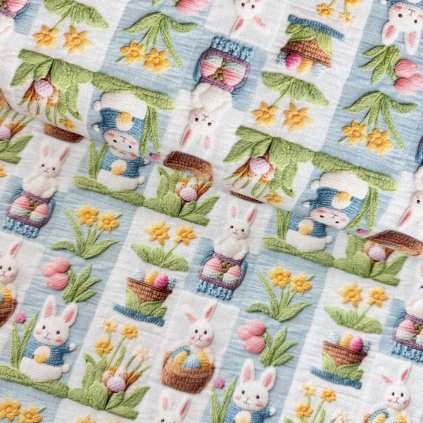 Bavlna digital - Zajace Patchwork