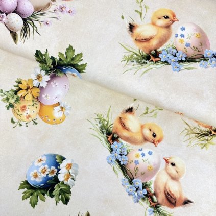 Bavlna digital - Kuriatka na vanilkovom