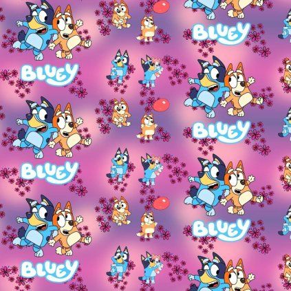 Teplákovina digital - Bluey a priatelia fuchsia