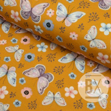 Tričkovina digital - Motýle žltá horčicová