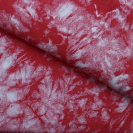 Tričkovina s lycrou - Batika červená