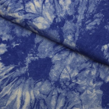 Tričkovina s lycrou - Batika modrá