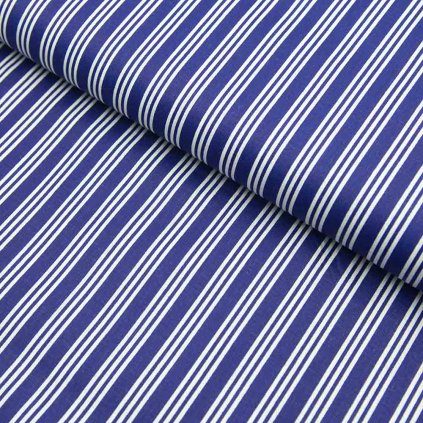 Bavlna vzorovaná - Prúžok trojitý - Modrá