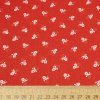 Bavlna ľudový vzor - Kvet mini na červenom