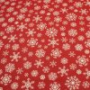 Bavlna vzorovaná - Vianoce Biele vločky na červenom