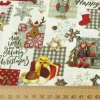 Bavlna digital - Vianoce Patchwork sovy a soby