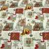 Bavlna digital - Vianoce Patchwork sovy a soby