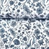 Bavlna vzorovaná - Tmavomodré lúčne kvety na bielom