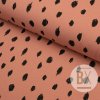 Teplákovina počesaná - Bodky  ružovo hnedá