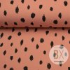 Teplákovina počesaná - Bodky  ružovo hnedá