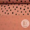 Teplákovina počesaná - Bodky  ružovo hnedá