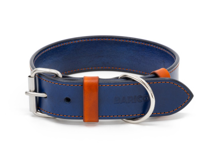 Kožený obojek BARICO Navy Cognac