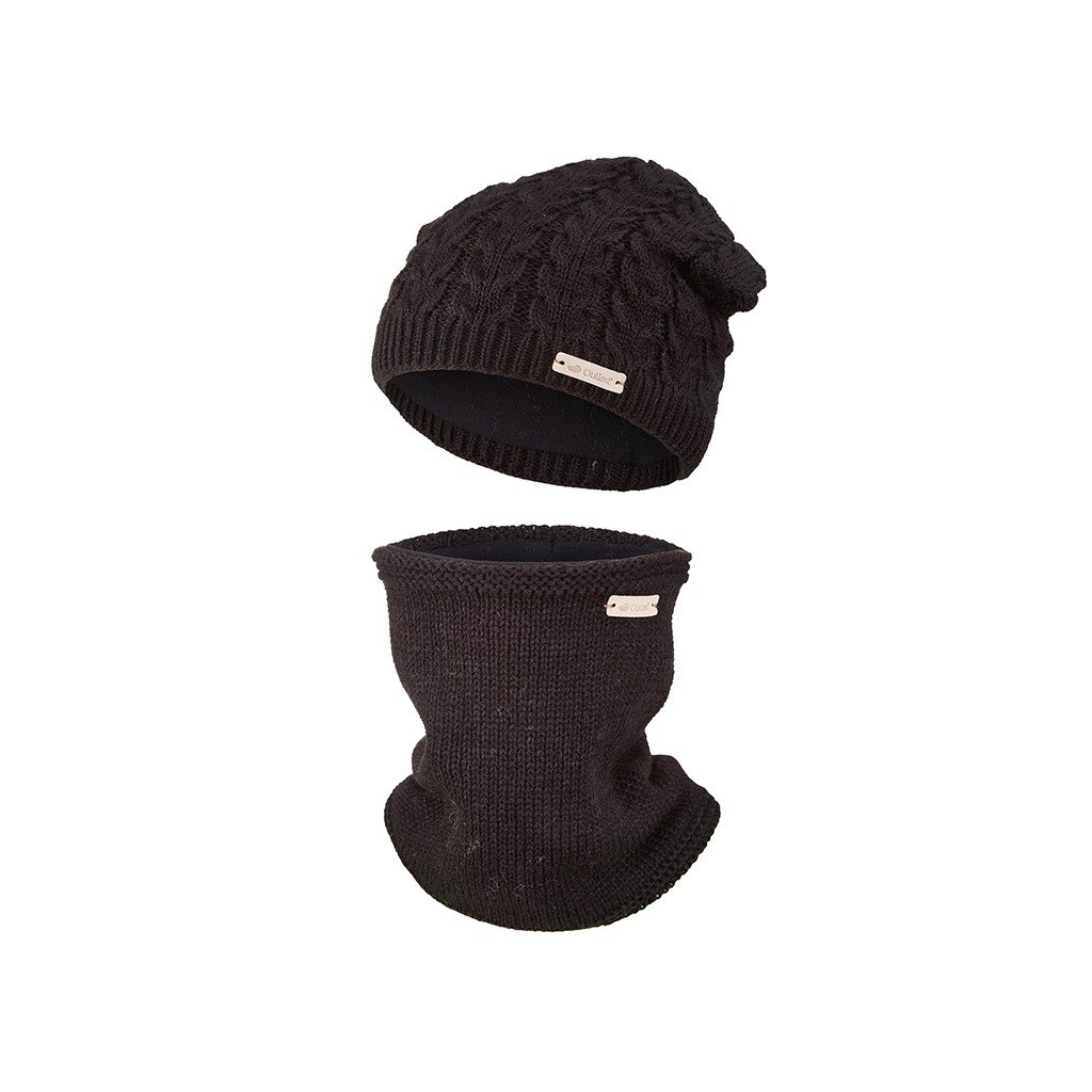 Set pletená čepice a nákrčník Outlast ® - černá (Velikost 5 | 49-53 cm)