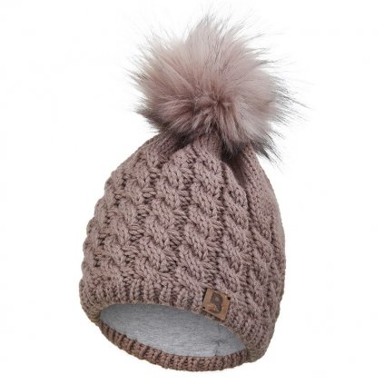 Čepice pletená copánky s chlupatou bambulí Outlast ® - kašmír (Velikost 4 | 45-48 cm)