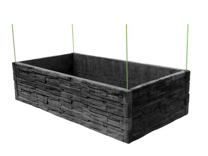 vyvýšená betonová zahrada 200x100cm vzor tkaný kámen antracit 50cm
