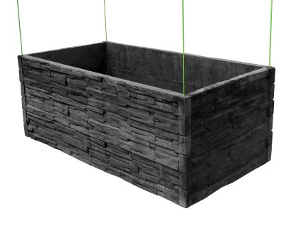 vyvýšená betonová zahrada 200x100cm vzor tkaný kámen antracit 75cm