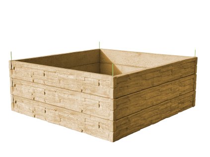 vyvýšená betonová zahrada 200x200cm vzor setřený kámen pískovec 75cm
