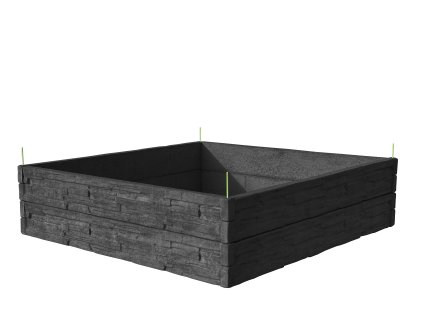 vyvýšená betonová zahrada 200x200cm vzor tkaný kámen antracit 50cm