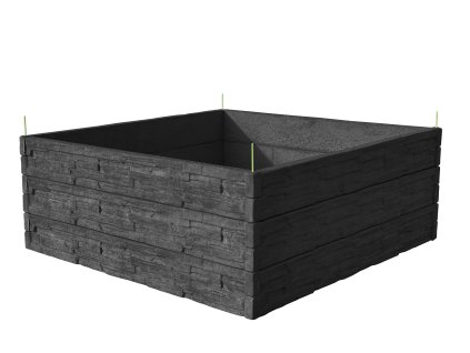 vyvýšená betonová zahrada 200x200cm vzor tkaný kámen antracit 75cm