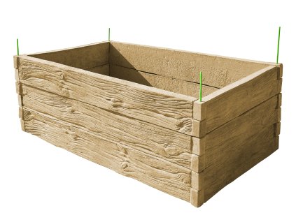 vyvýšená betonová zahrada 200x100cm vzor dřevo pískovec 75cm