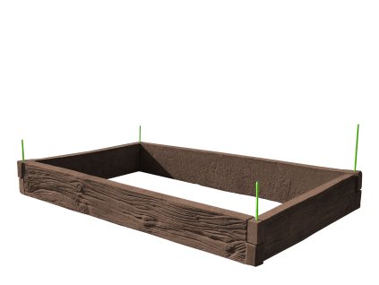 betonový vyvýšený zahradní záhon 200x100cm vzor dřevo hnědé 25cm (1)