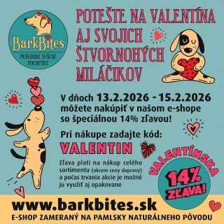 Aj tento rok spúšťame valentínsku zľavu, využiť ju môžete od piatka do nedele 💘 Potešte svojich psíkov skvelými maškrtami 🐶🥰
