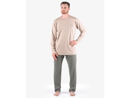 79175P Pyžamo dlouhé pánské (Barva Šedohnědá-Šedá, Velikost L)