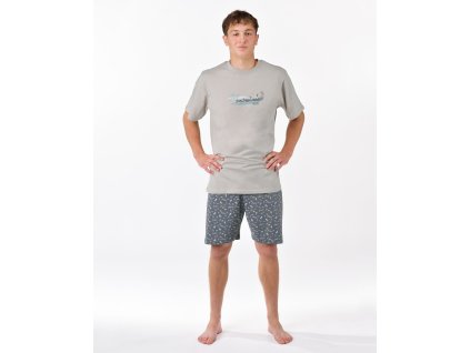 79190P Pyžamo krátké pánské (Barva Sv. šedá-Tm. šedá, Velikost L)