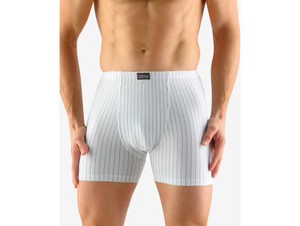 74105P Boxerky delší nohavička (Barva Bílá-Tm. šedá, Velikost M/L)