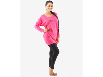 19127P Pyžamo dlouhé dámské (Barva Purpurová-Černá, Velikost L)