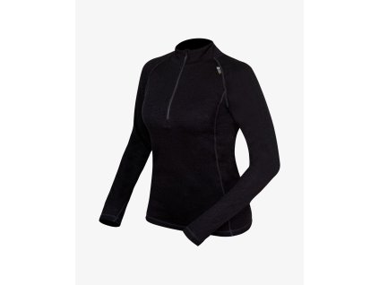 88015P Triko se zipem s dlouhým rukávem dámské (Barva Černá, Velikost L)