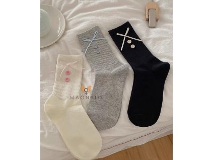 PONOŽKY BUTTON 2 (Velikost uni, Barva ecrui)