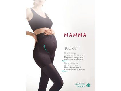 RAJSTOPY MAMMA 100 DEN PLUS SIZE (Velikost 5, Barva černá)