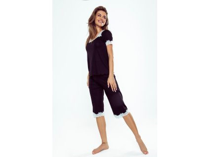 PYŽAMO ASTER KR (Velikost M, Barva černá/ecru)