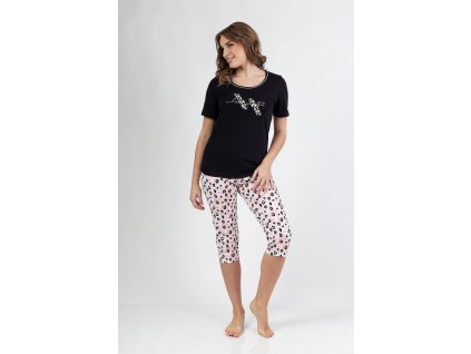 DÁMSKÉ PYŽAMO 689 KR (Velikost L, Barva černá)