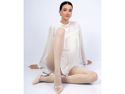 CHICCA PUNČOCHÁČE 30 DEN PLUS SIZE (Velikost 5, Barva ecru)