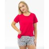 19144P Pyžamo krátké dámské (Barva Třešňová-Sv. šedá, Velikost L)