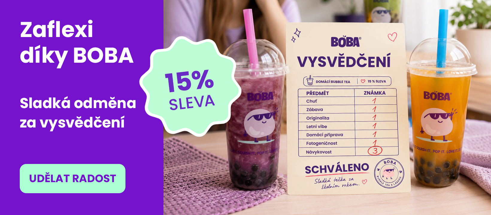 15% SLEVA na kategorii bubble tea