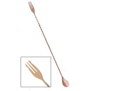 BarConic® Měděná barová lžička s vidličkou50 cm