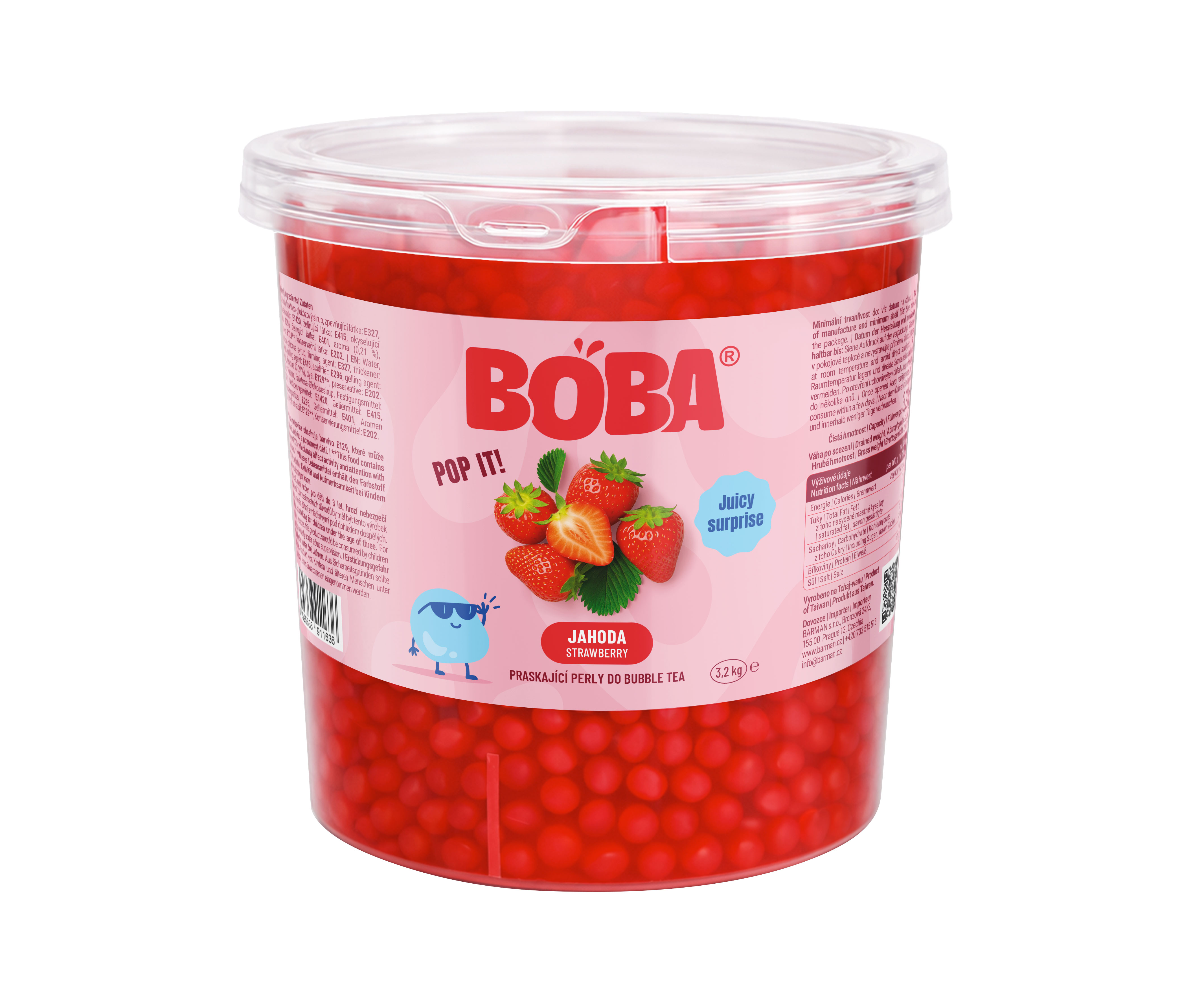Boba Jahoda kuličky do Bubble Tea 3,2 Kg