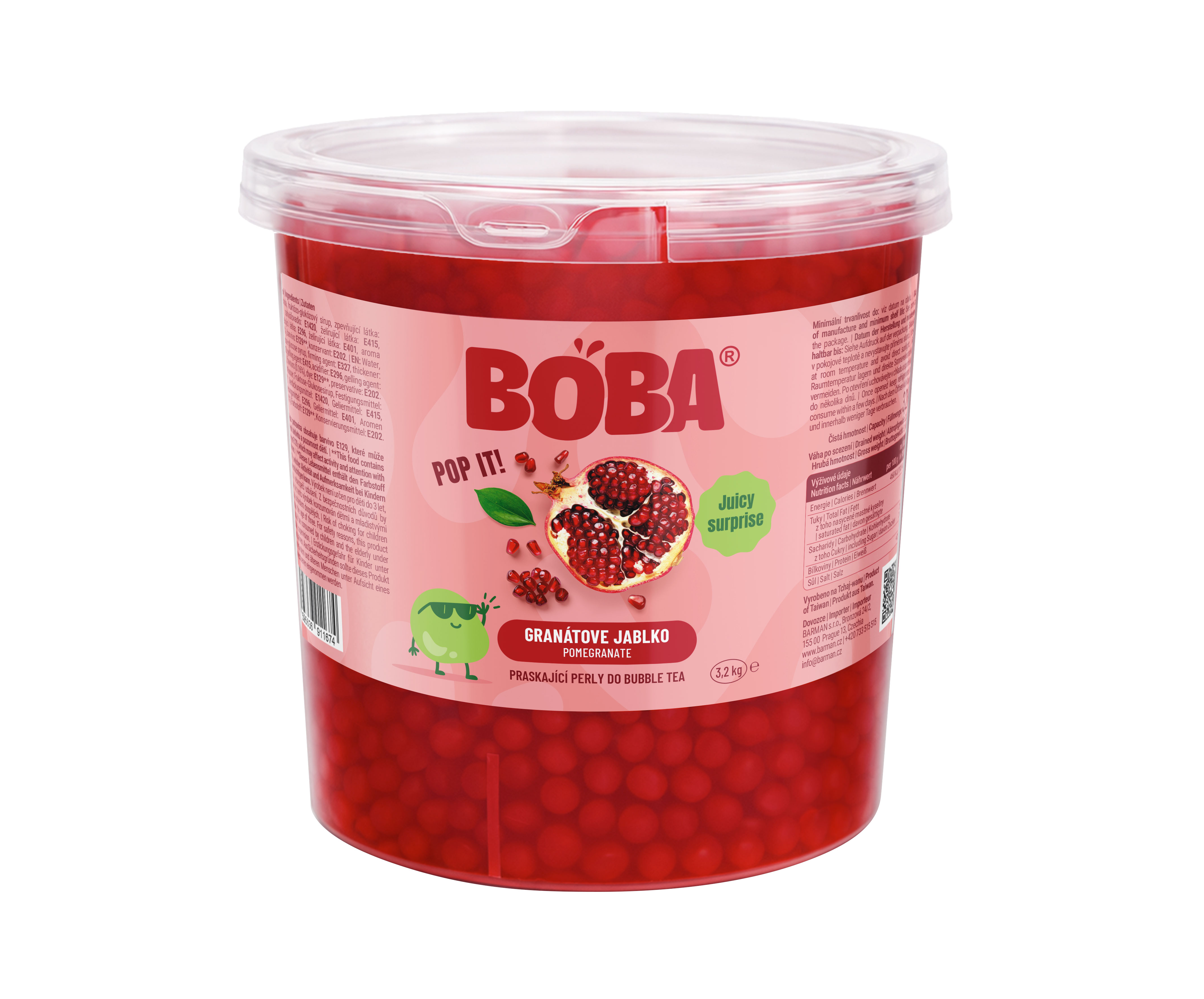 Boba Granátové jablko kuličky do Bubble Tea 3,2 Kg