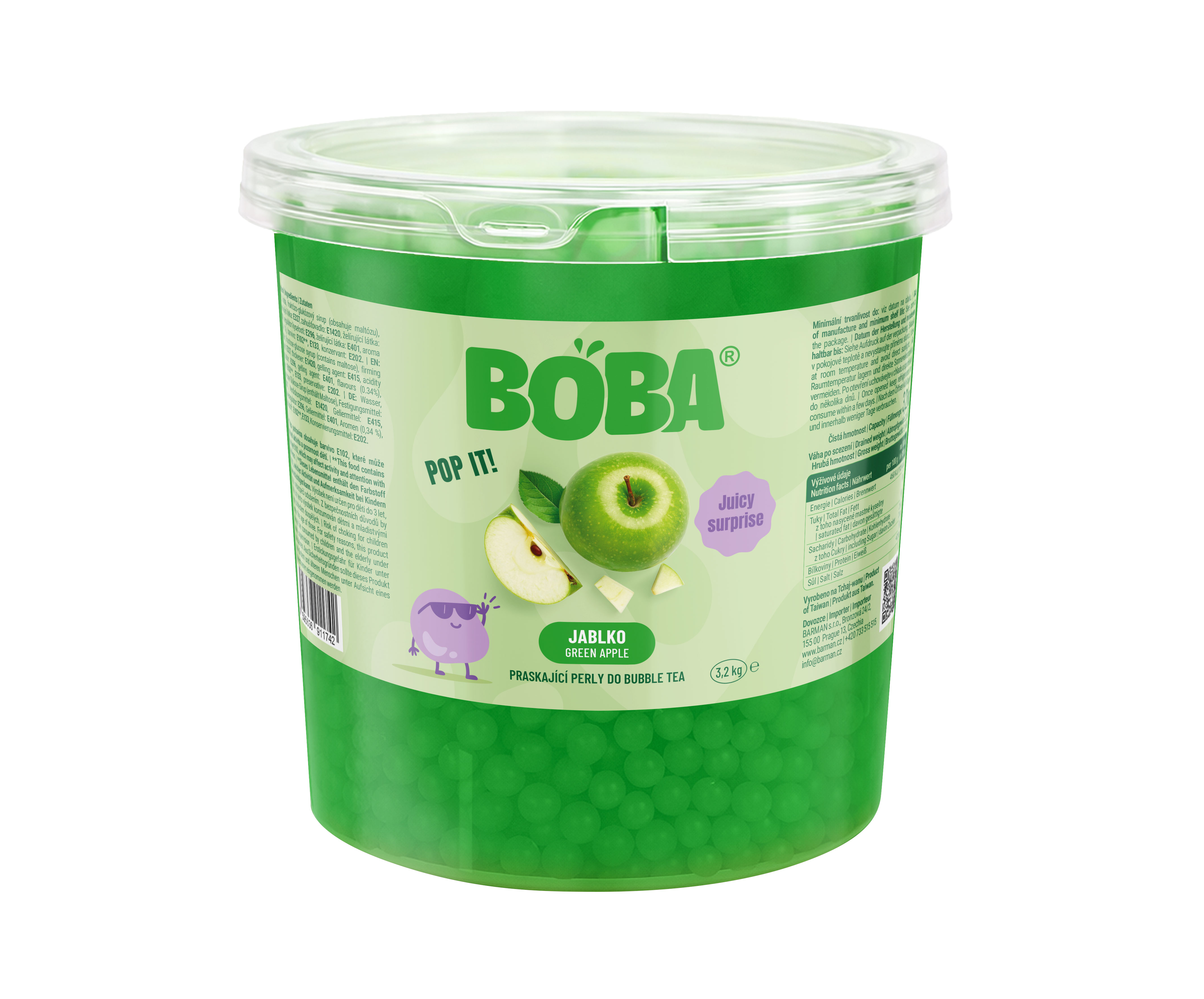 Boba Zelené jablko kuličky do Bubble Tea 3,2 Kg
