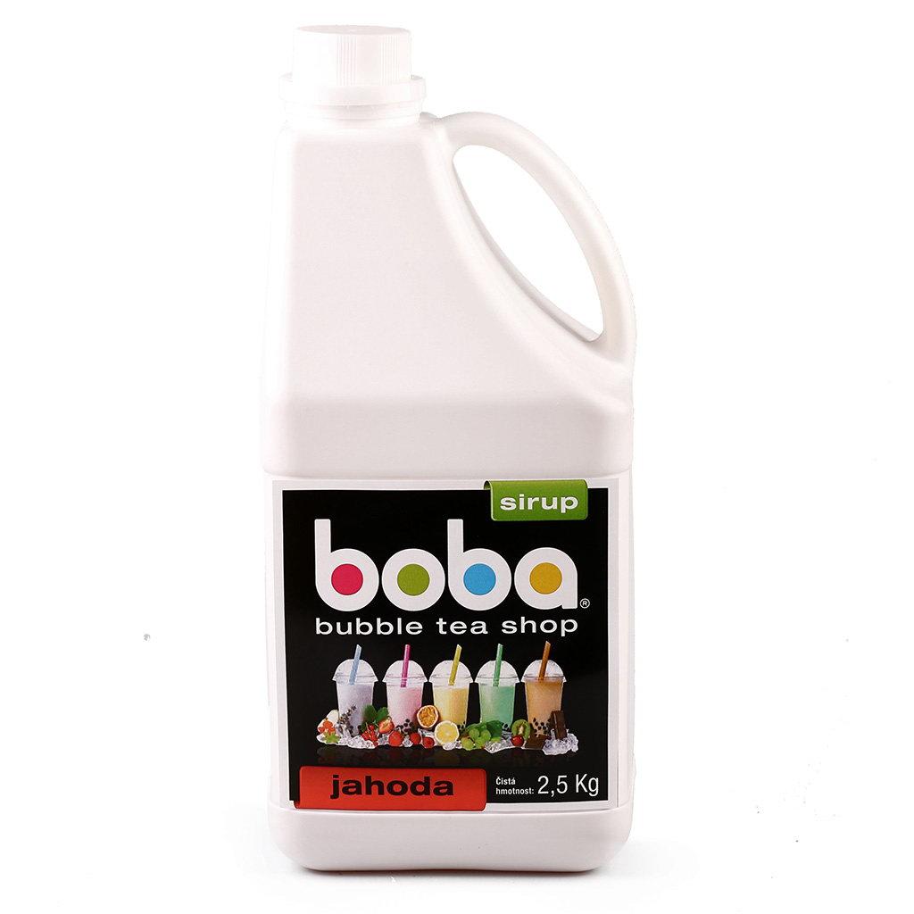 Ovocný sirup s příchutí jahody k přípravě populárního nápoje Bubble Tea. Balení 2,5 kg.