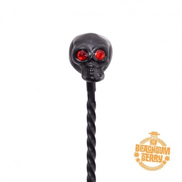 Černá barová lžička Cocktail Kingdom v nerezovém provedení s lebkou 33 cm