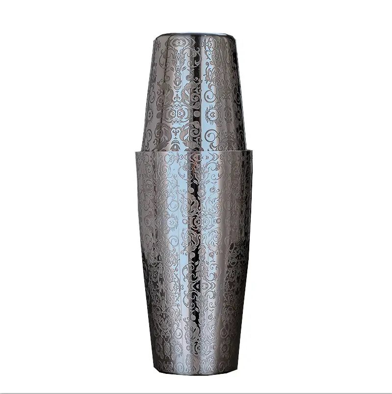 Floral Shaker Boston SET Tin on Tin nerezový se vzorem 840 + 540 ml