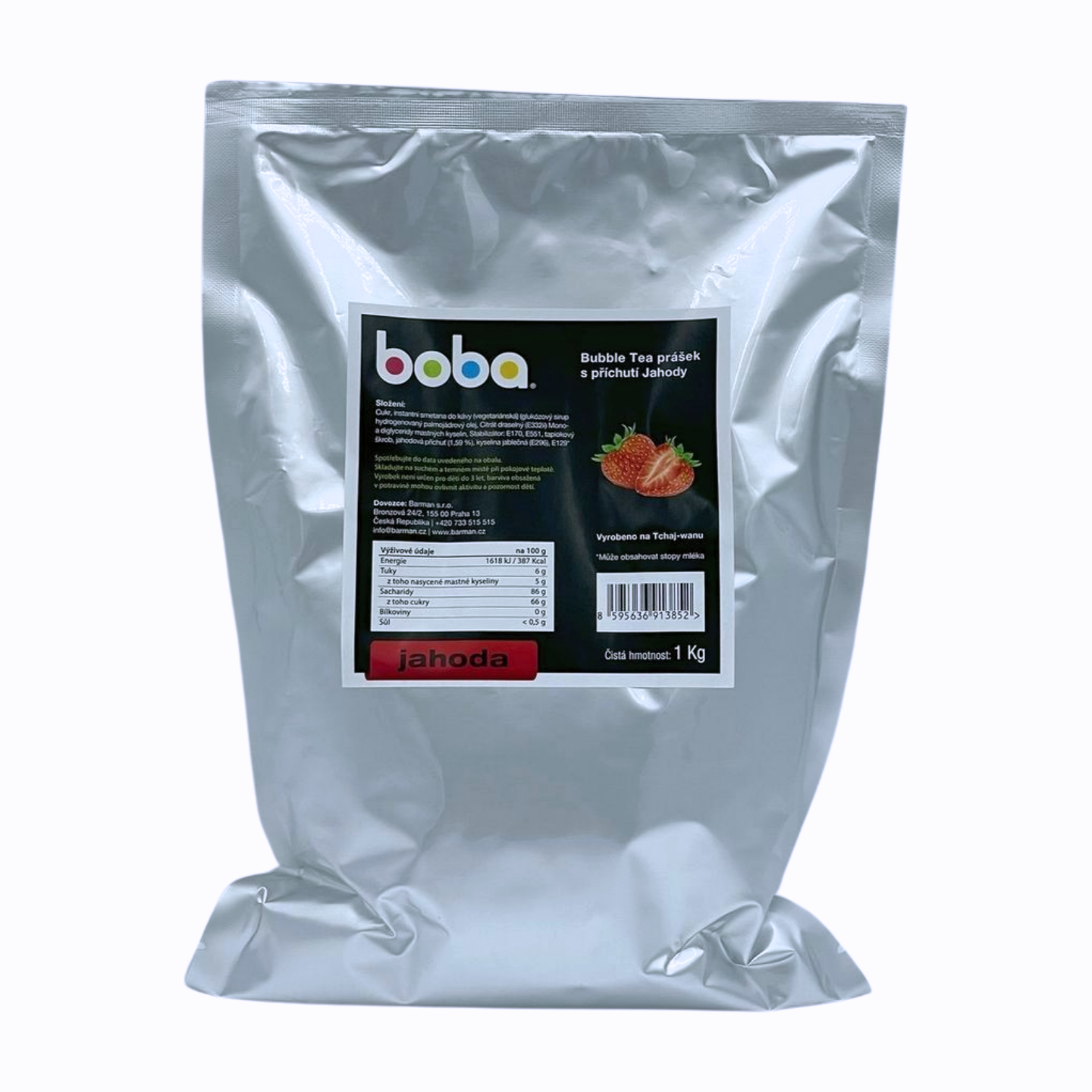 Ochucený prášek s příchutí jahody na výrobu mléčné verze Bubble Tea
Obsah sáčku: 1kg